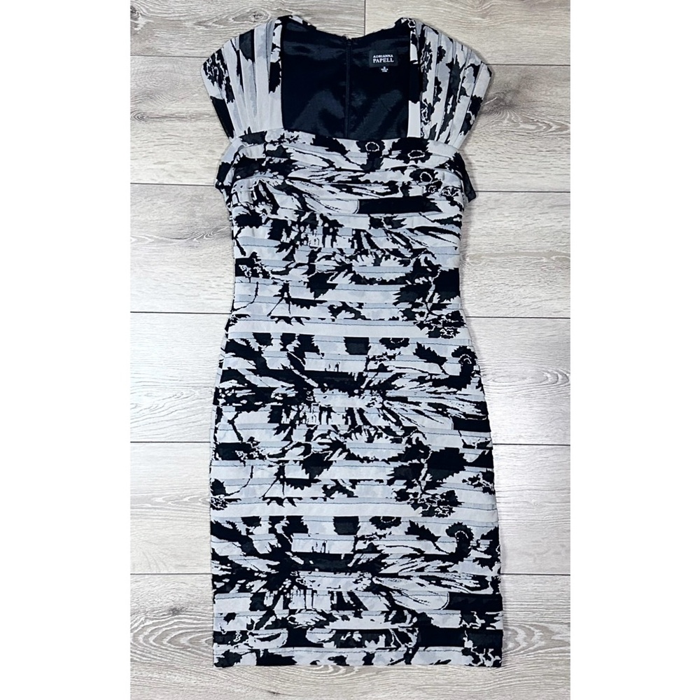 Adrianna Papell Floral Shutter Pleated Bodycon Dress